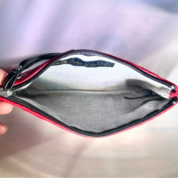 Red Leather Wristlet Wallet Embossed Clutch Wristlet - Picture 7 of 11